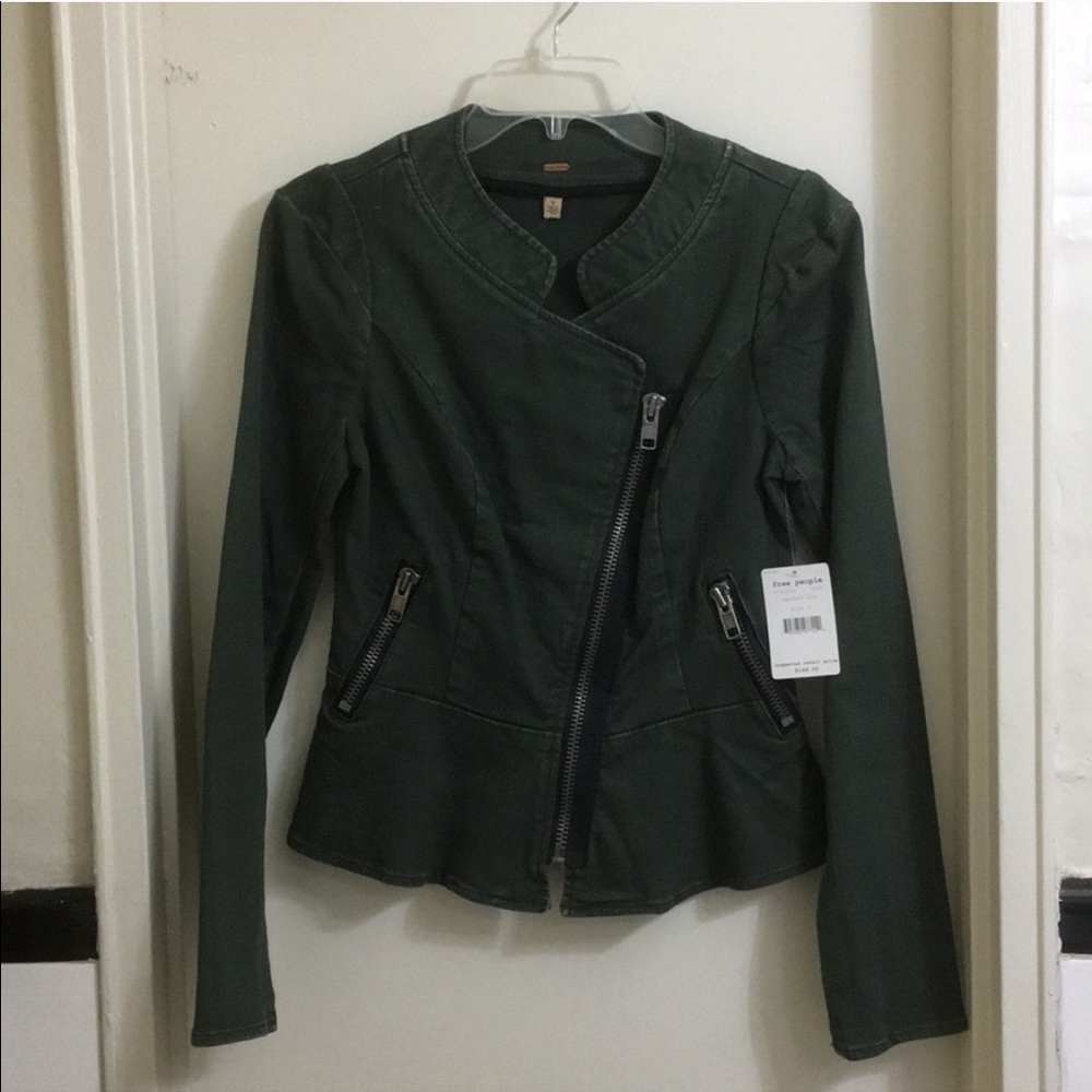 NWT Free People Asymmetrical Peplum Moto Jacket